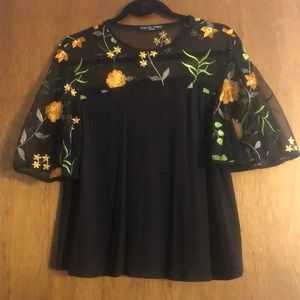 Sheer neckline blouse